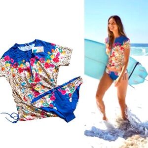 JOHNNY WAS MAYFLOWER SURF SHIRT & IVA HIPSTER BOTTOM SWIMSUIT WOMEN SIZE XL